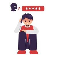 An unknown person called a man and threatened him. crime and scam via smartphone vector