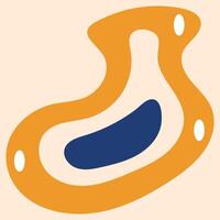 A cartoon orange and blue object with a blue line vector