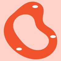 A red oval shaped object with white dots on it vector