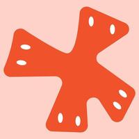 A red cross shaped object on a pink background vector