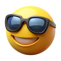 Realistic 3d Cool emoji with sunglasses open teeth png