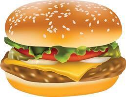 Cheeseburger with lettuce and cheese vector