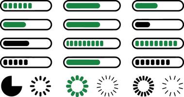 graphic collection of progress bars loading icons and circular progress indicators for design projects vector