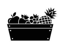 Fruit basket icon in black and white on white background vector