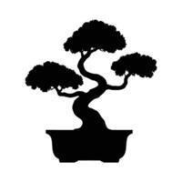Bonsai tree silhouette on white background vector