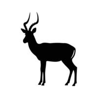 A black silhouette of a deer standing on a white background vector