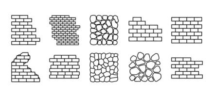 A set of bricks and stones in different shapes vector
