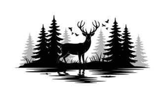 Deer in the forest illustration vector