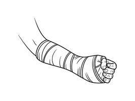 A drawing of a hand with a bandage on it vector