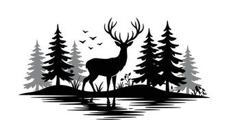 Deer in the forest vector