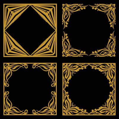 Delicate Abstract Gold Floral Borders Decorative Collection for Elegant Designs