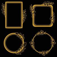 Abstract Gold Floral Borders Decorative Collection Unique Premium Forms vector