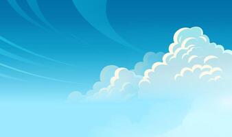 Blue sky with fluffy white clouds vector