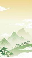 Mountain landscape with clouds and trees vector