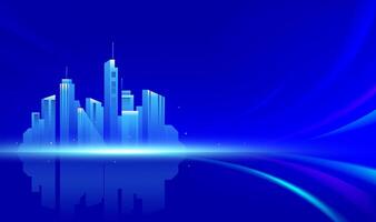 A futuristic city with a bright horizontal technological background vector