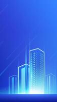 Vertical version technology background bright futuristic city vector
