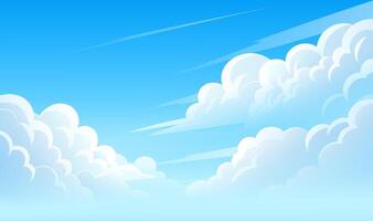 Horizontal version of blue sky white cloud background vector
