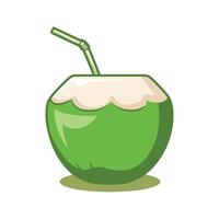 Coconut drink with straw and straw illustration vector