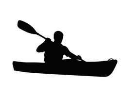 A silhouette of a man in a kayak vector