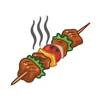 A skewered meat and vegetables on a skewer vector