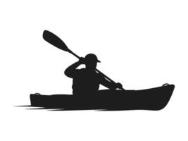 Silhouette of a man in a canoe on a white background vector