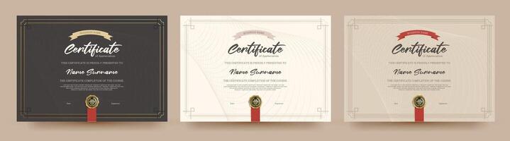 Elegant classic certificate template set featuring ornate frame corners and soft abstract line background suitable for appreciation award or professional recognition vector