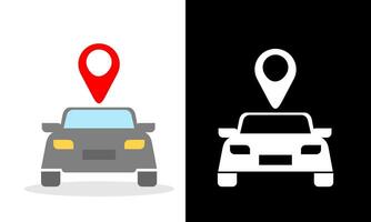Car Tracking Location Marker Icon in Modern Flat and Silhouette Style vector