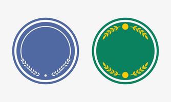 Set of Two Elegant Circular Badges with Decorative Borders in Blue and Green for Certification vector