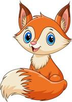 Cartoon little cute fox smiling on white background vector