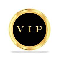 A luxurious VIP badge icon with golden circular border and bold VIP text in gold on a black background symbolizing exclusivity premium membership and luxury access vector