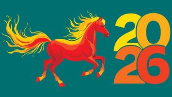 Graceful fire horse symbol of 2026 vector