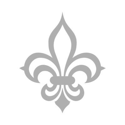 Illustration of Fleur-de-lis emblem in silver.