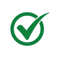 Shiny Green Check Mark Circle Shape Isolated on Transparent Background Design png