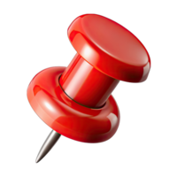 Realistic Red Push Pin on Transparent Background, Glossy Surface, Sharp Needle png