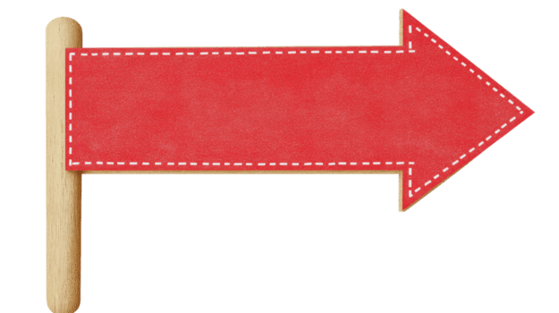 Pointer sign with a red arrow indicating direction for navigation or guidance png