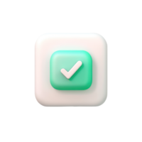 Green check mark icon in a soft square button design, used for indicating approval or completion png