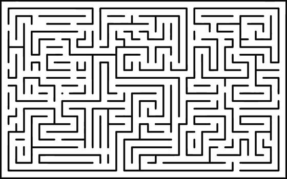 Black and White Maze Illustration with Complex Path Structure vector