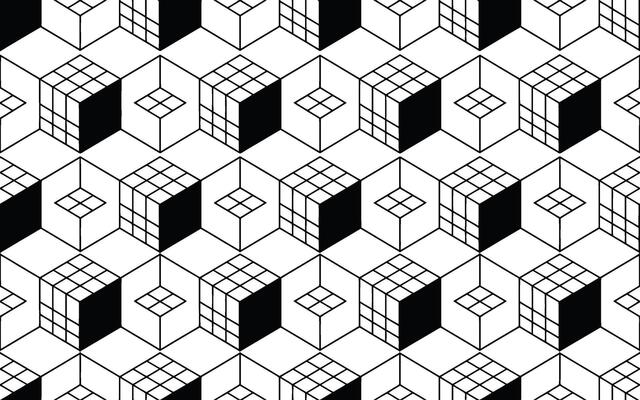 Black and White Geometric Cube Pattern cubes