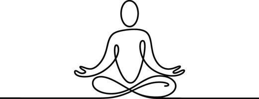 Black Line Drawing of Person in Yoga Meditation Pose vector