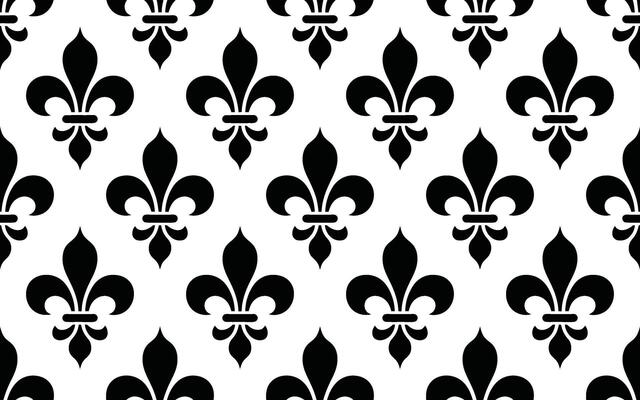 Black Fleur-de-lis Pattern on White Background fleur de lis