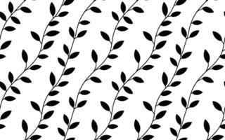 Black Leafy Vines Pattern on White Background leaves vector