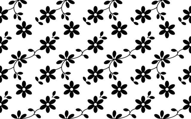 Black Floral Pattern on White Background flowers