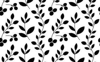 Black Foliage Pattern on White Background leaves leaf vector
