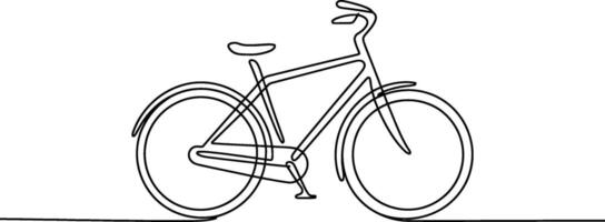 Black Line Drawing of a Bicycle on White Background vector