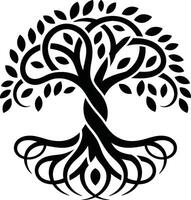 Black Celtic Tree of Life Graphic on White Background vector