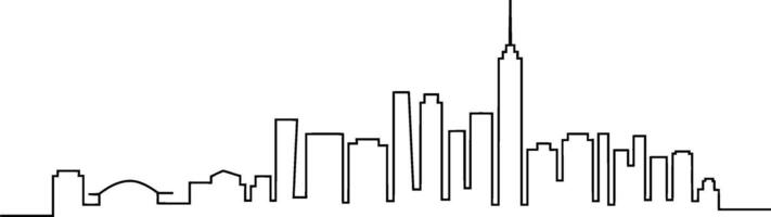 Black Line Art Skyline of City Buildings architecture vector