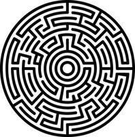 Black and white circular maze on white background labyrinth vector