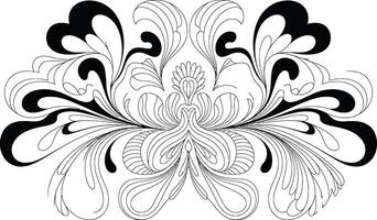 Black and white floral design symmetrical illustration on white background vector