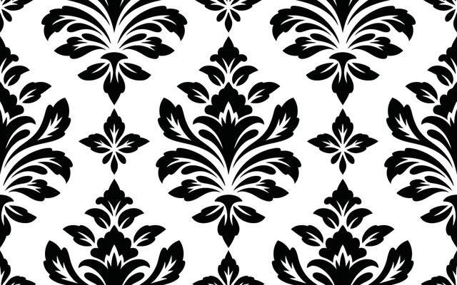Black and White Damask Pattern Repeat Design seamless