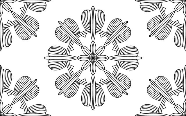 Black and White Floral Mandala Pattern on White Background